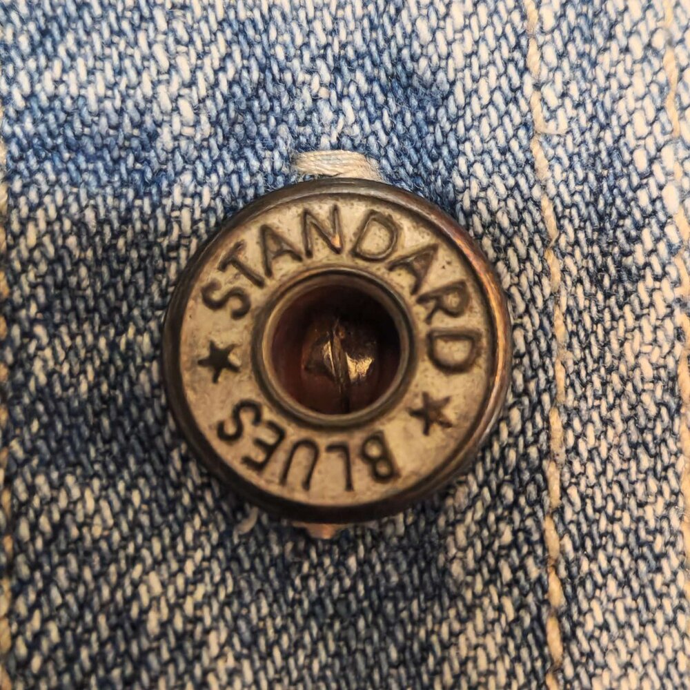 ❤️ 4/$20 Standard Blues jean button-up top Women's large Y2K Cotton Pockets - Picture 12 of 15